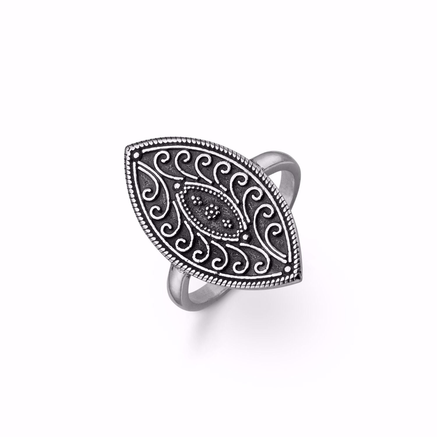 Guld og Sølv Design Antik Sølv Ring med Oxydering 2613