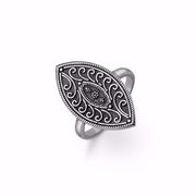 Guld og Sølv Design Antik Sølv Ring med Oxydering 2613