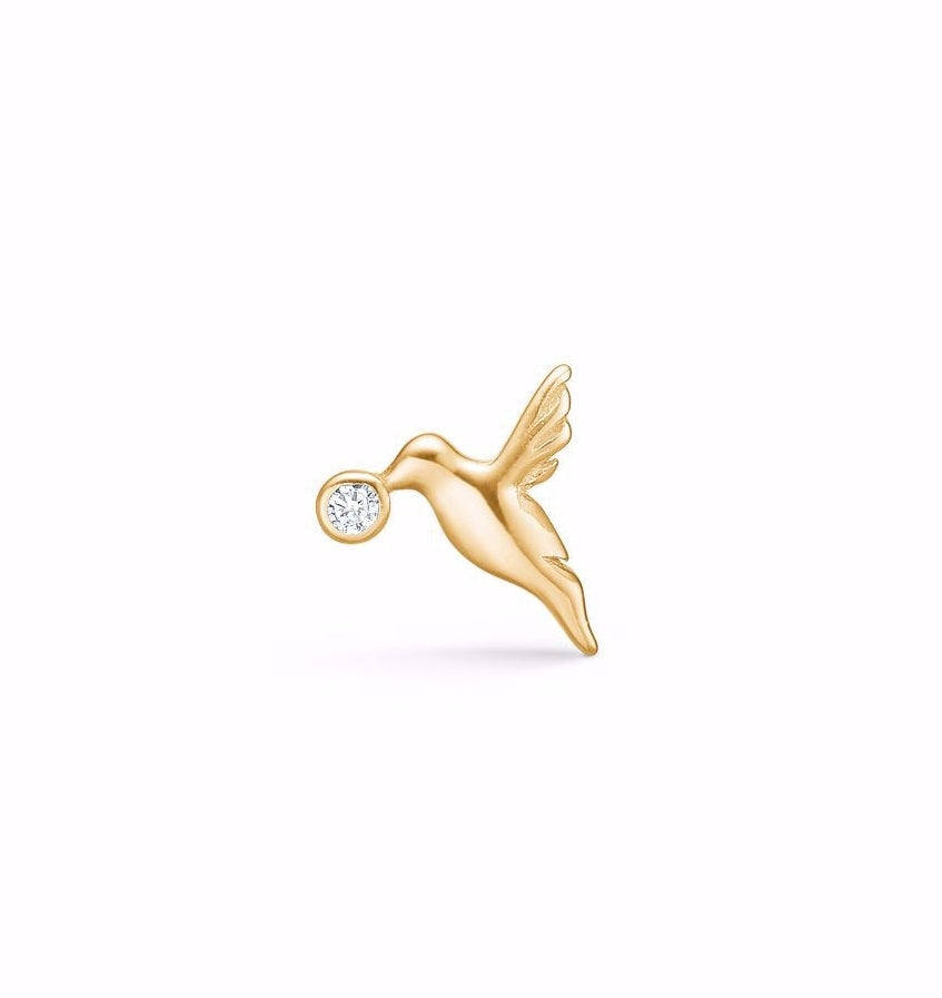 Guld og Sølv Design Forgyldt Ørestik med Fugl (1stk) 11372/F
