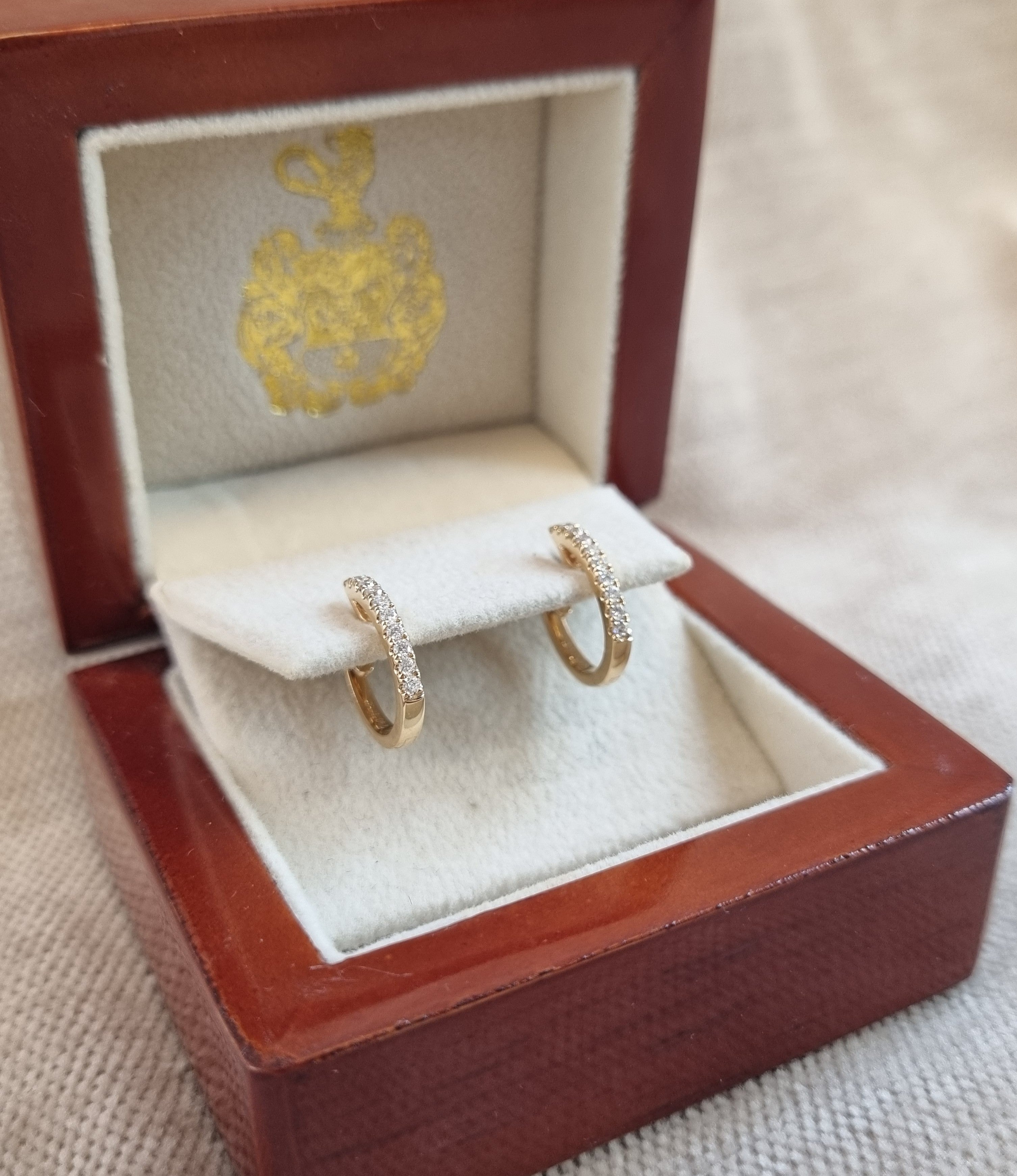 18kt Rosaguld Creoler 13mm med Brillanter