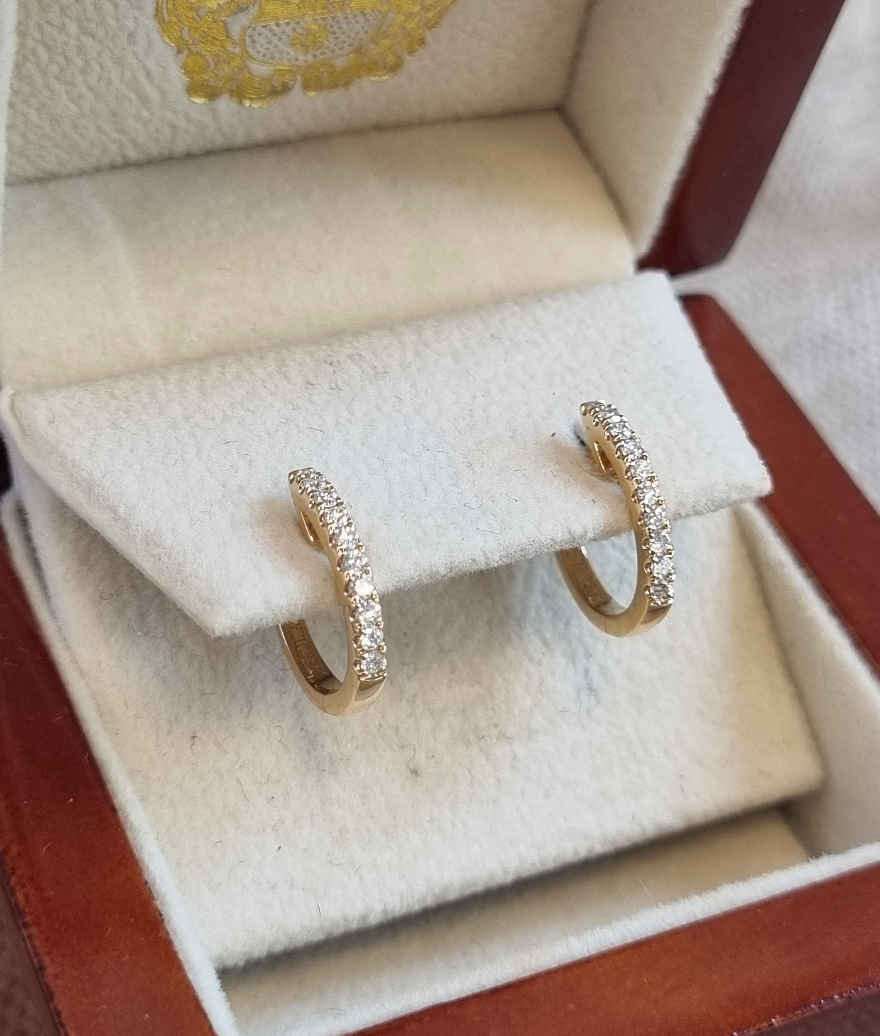 18kt Rosaguld Creoler 13mm med Brillanter