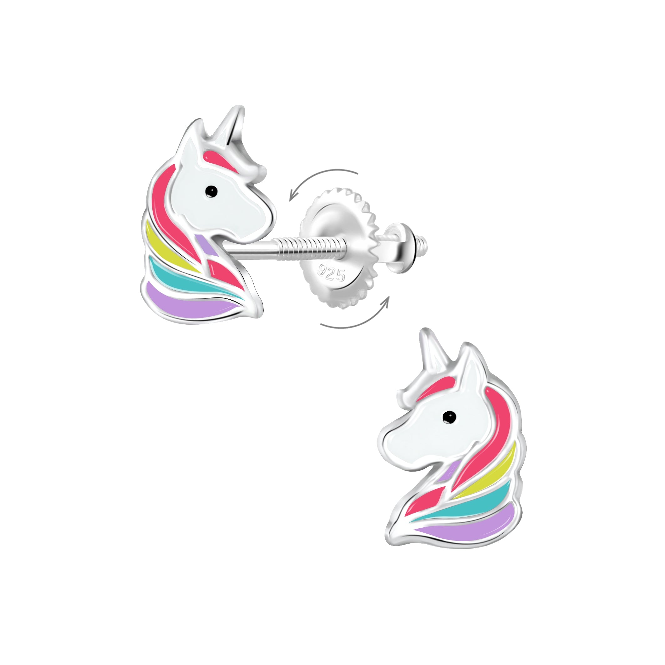 Bidstrup Sølv Børne Ørering med Unicorn/Enhjørning Skruelås 10008464
