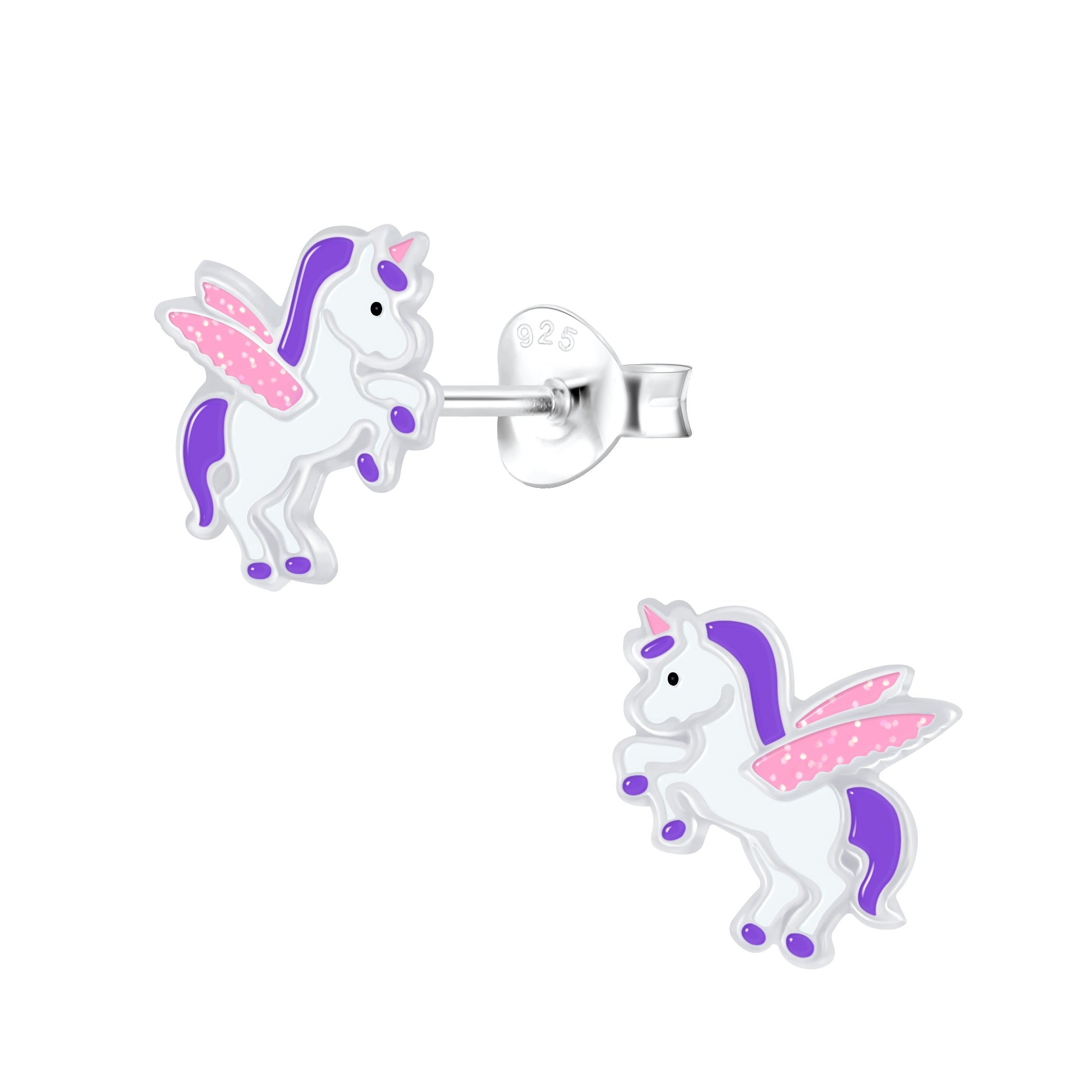 Bidstrup Sølv Børne ørering med Glimmer Enhjørning/Unicorn 10009271