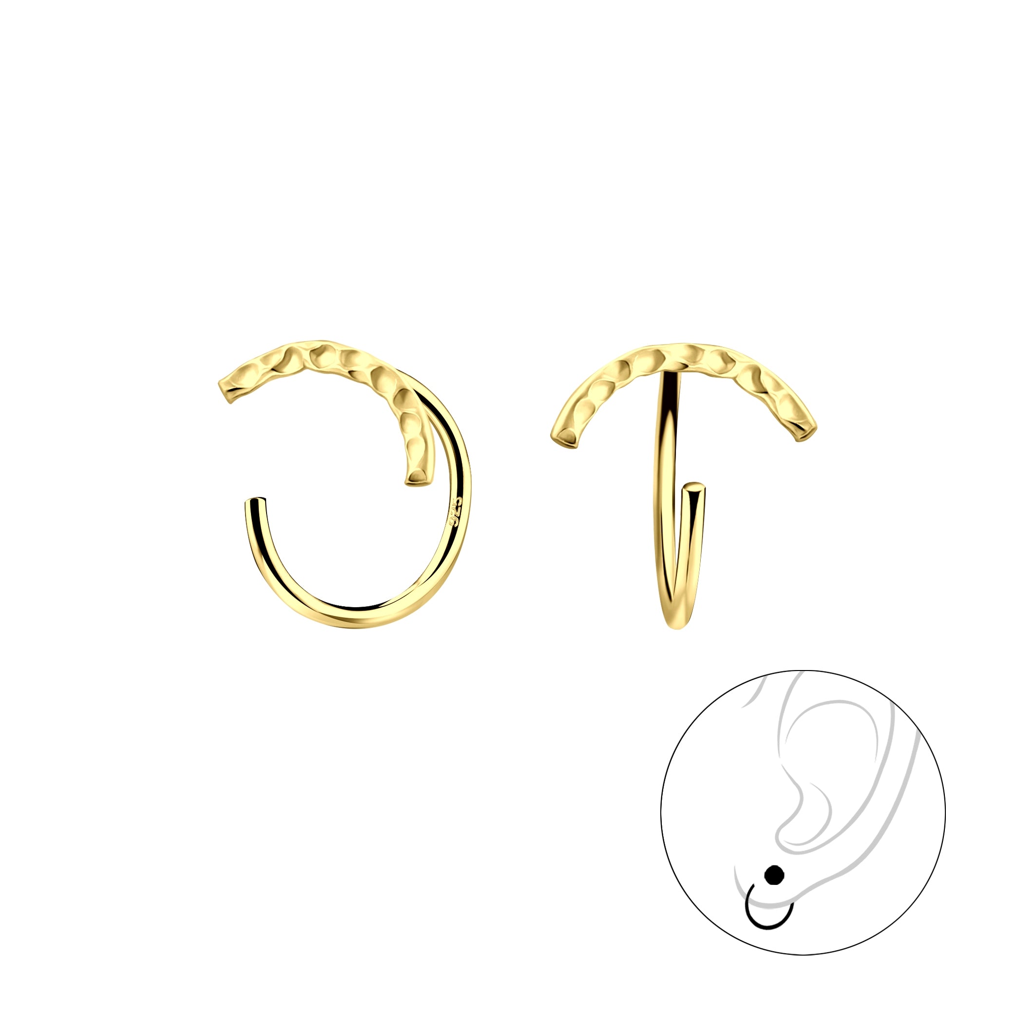 Bidstrup Forgyldt Sølv Ear Huggers 4mm