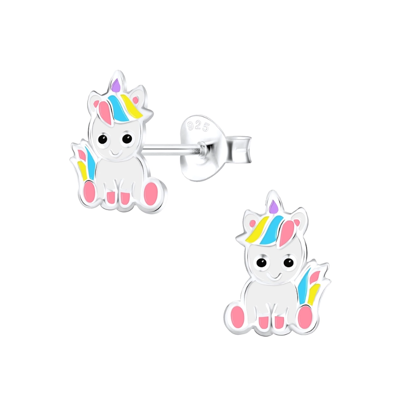 Bidstrup Sølv Børne Ørering med Siddende Enhjørning/Unicorn 10012656