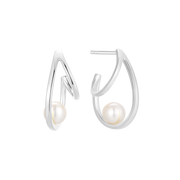Støvring Design Sølv creol med double bue og hvid ferskvandsperle 10255967