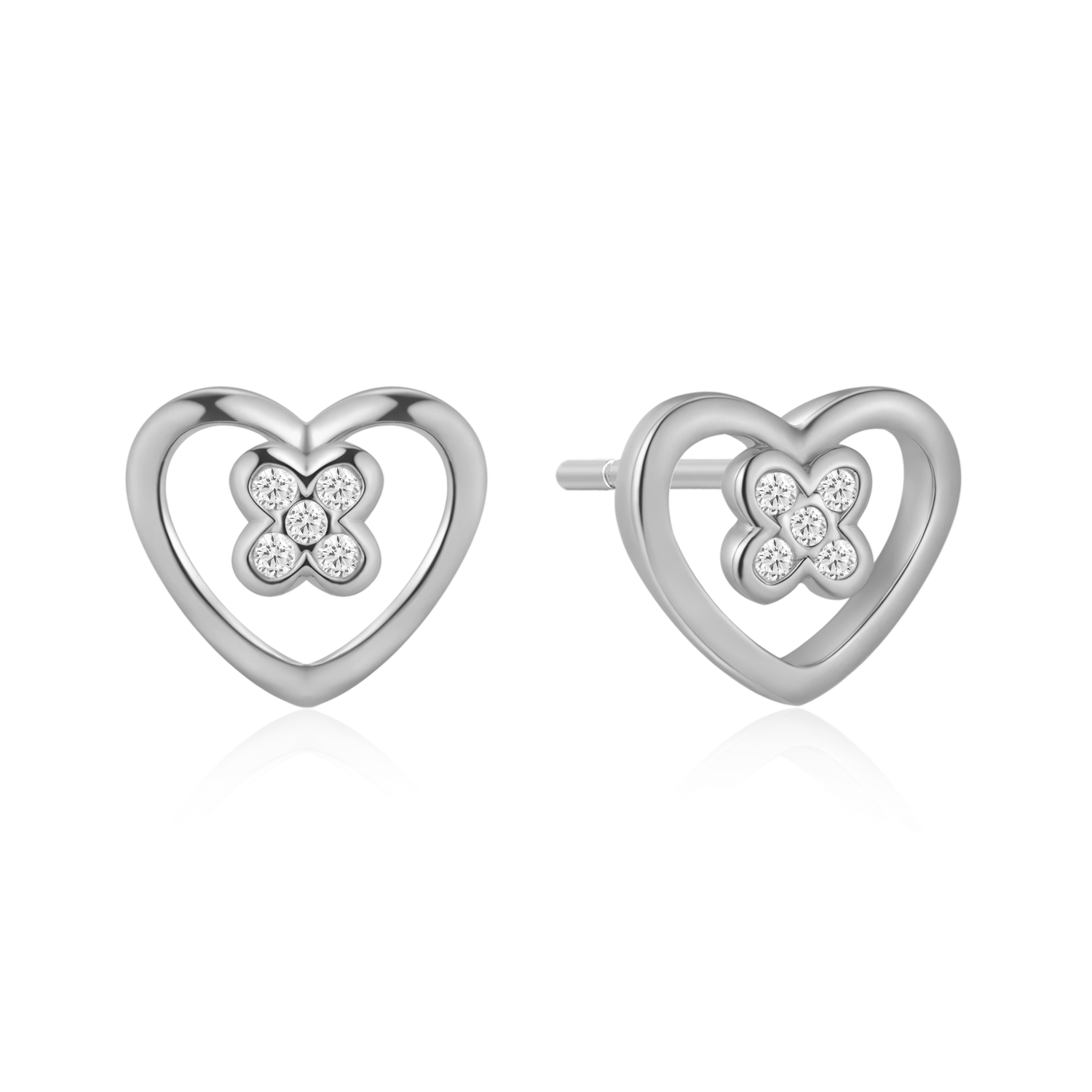 Støvring Design Sølv hjerteørestik med zirkonia 10262669