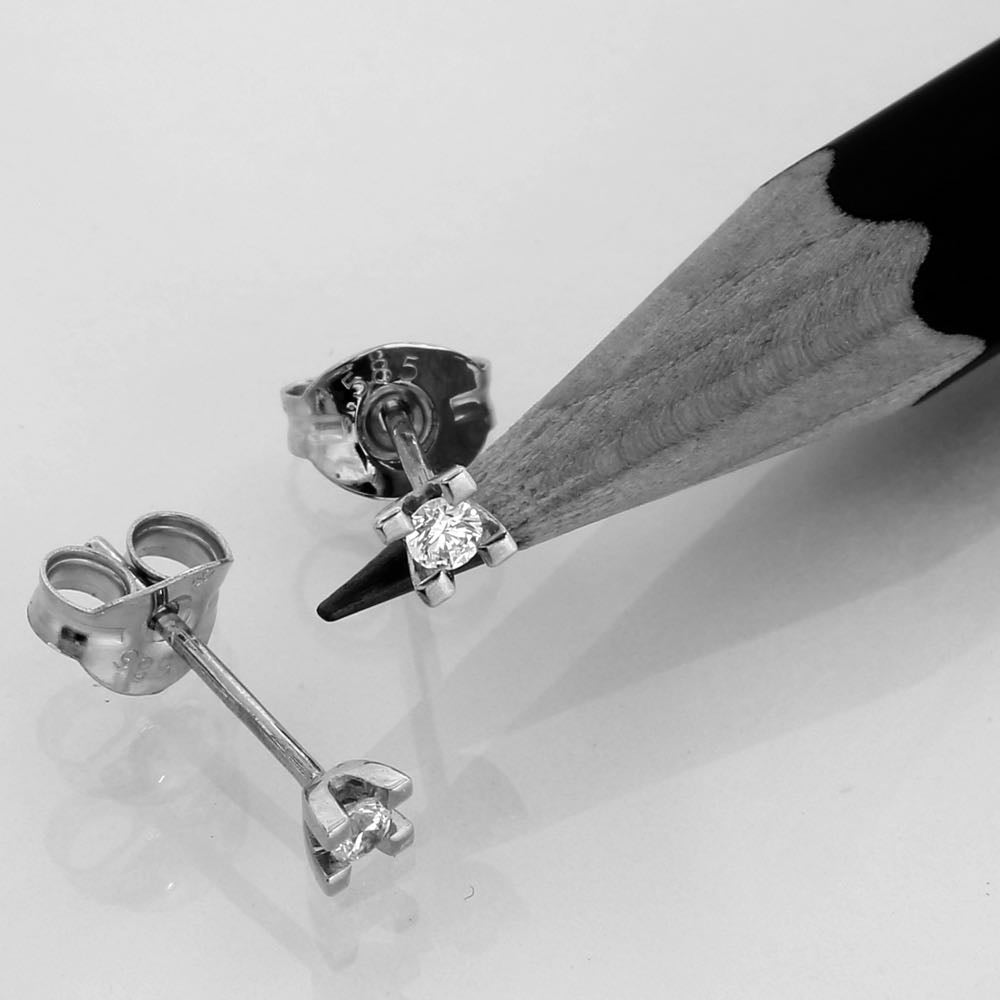 Jan Jørgensen Jewelz 14kt Hvidguld Ørestikker med 0,05ct Diamanter