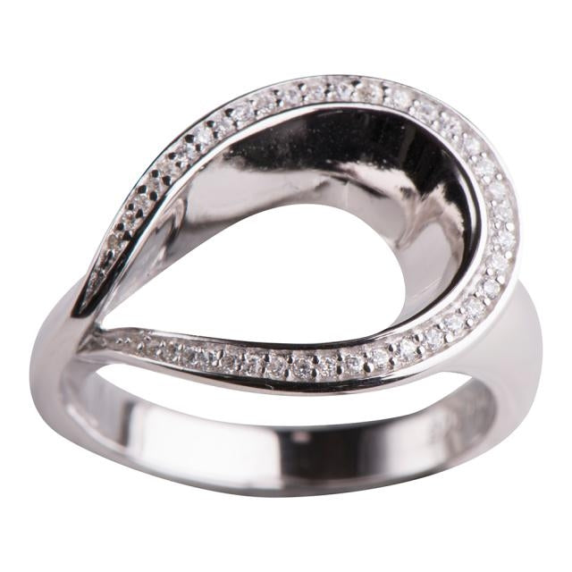 Siersbøl Rhodineret Sølv Ring med Zirkonia 116 021CZ9