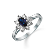 Støvring Design Sølv roset ring med Syntetisk Safir og Zirkonia 12148513