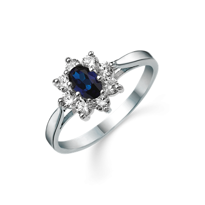 Støvring Design Sølv roset ring med Syntetisk Safir og Zirkonia 12148513