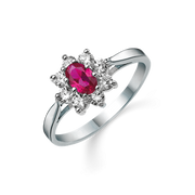 Støvring Design Sølv roset ring med syntetisk rubin og zirkonia 12148514