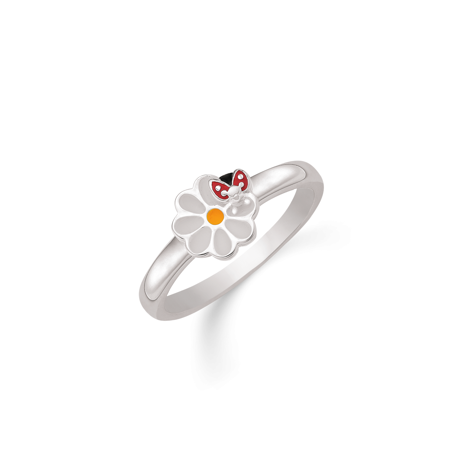 SmykkeLine Blomst og Mariehøne Ring i Emalje 12223162