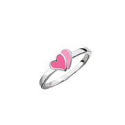 SmykkeLine Double Hjerte Ring i Pink Emalje 12223315