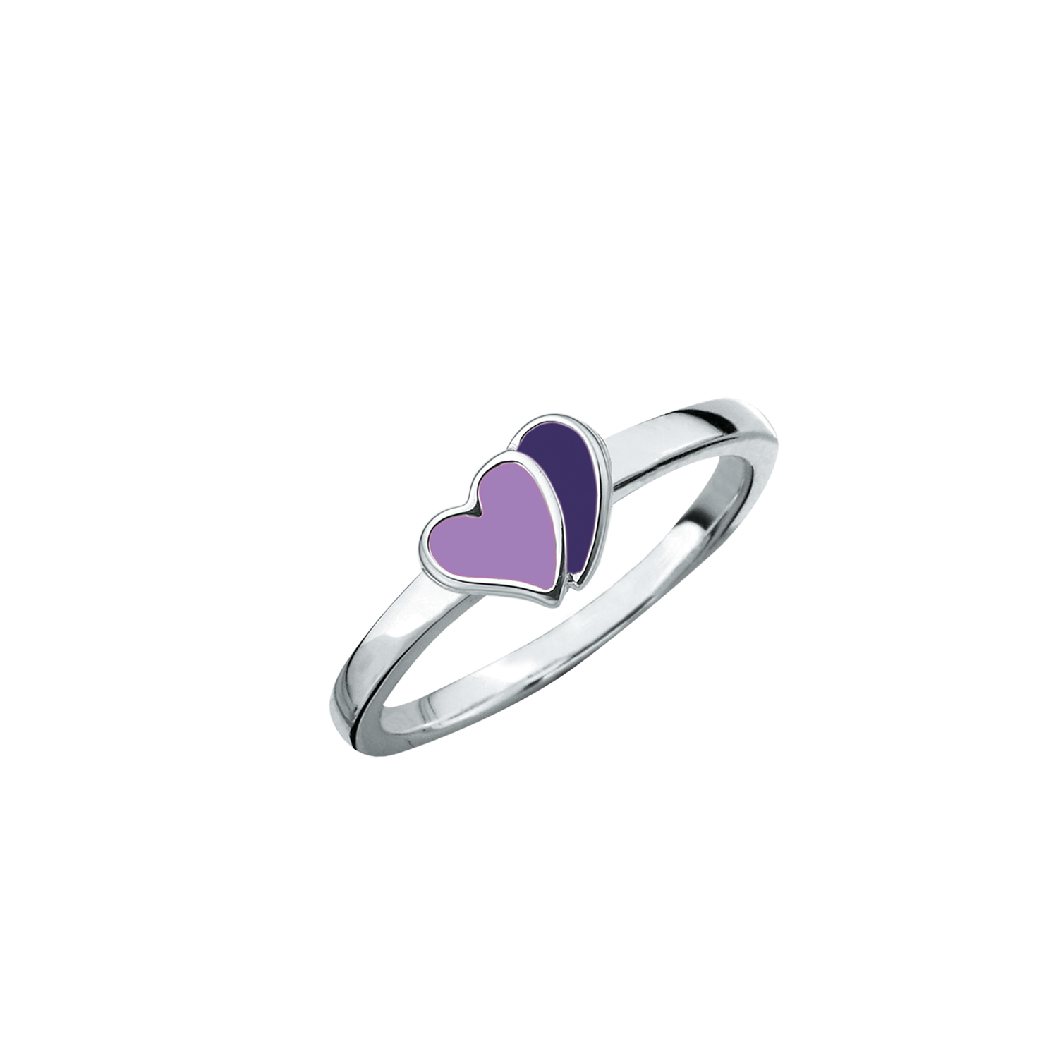 SmykkeLine Double Hjerte Ring i Lilla Emalje 12223415