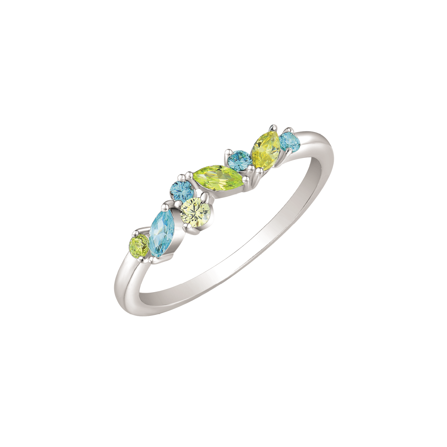 Støvring Design Sølv Ring med synt. Grønne Peridoter, Topaser og Citriner 12237053