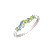 Støvring Design Sølv Ring med synt. Grønne Peridoter, Topaser og Citriner 12237053