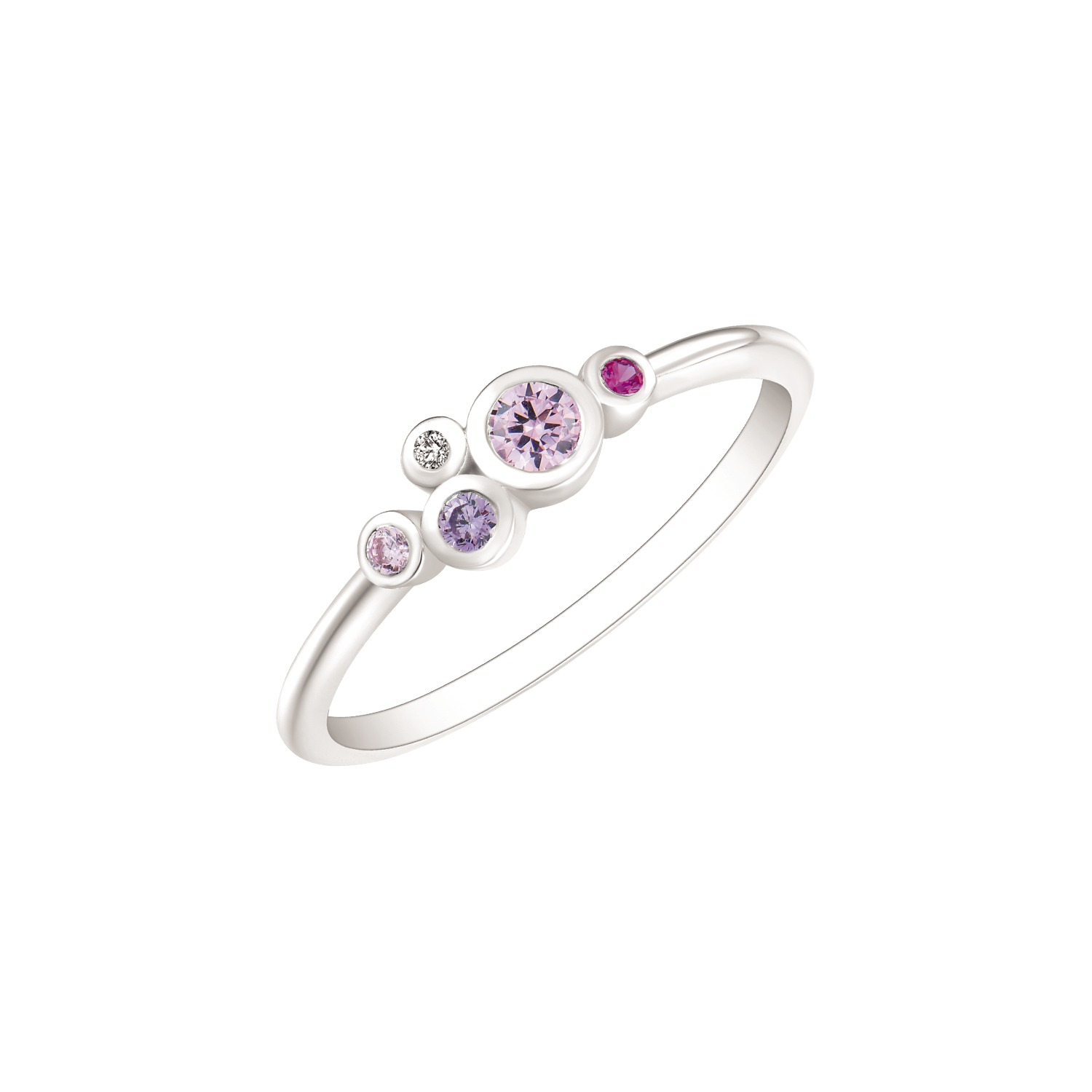 Støvring Design Sølv Ring med Rød, Pink, Lilla og Hvid Zirkonia 12237952