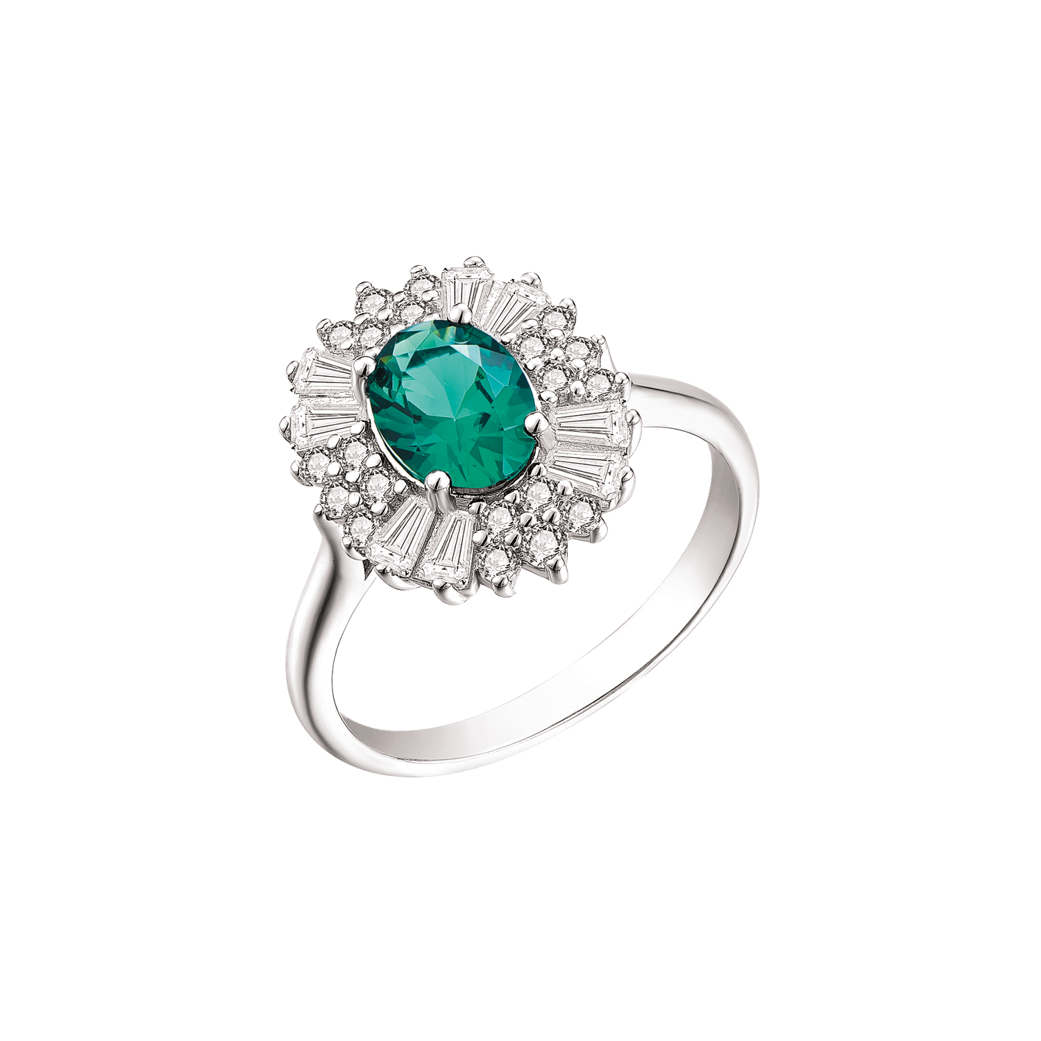 Støvring Design Sølv Ring med Syntetisk Smaragd og Zirkonia 12249065