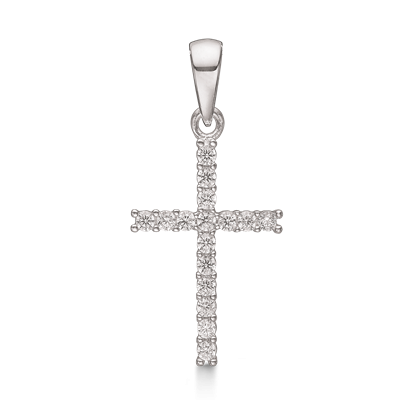 Støvring Design Sølv Kors Vedhæng med Zirkonia 17x12mm 14239910