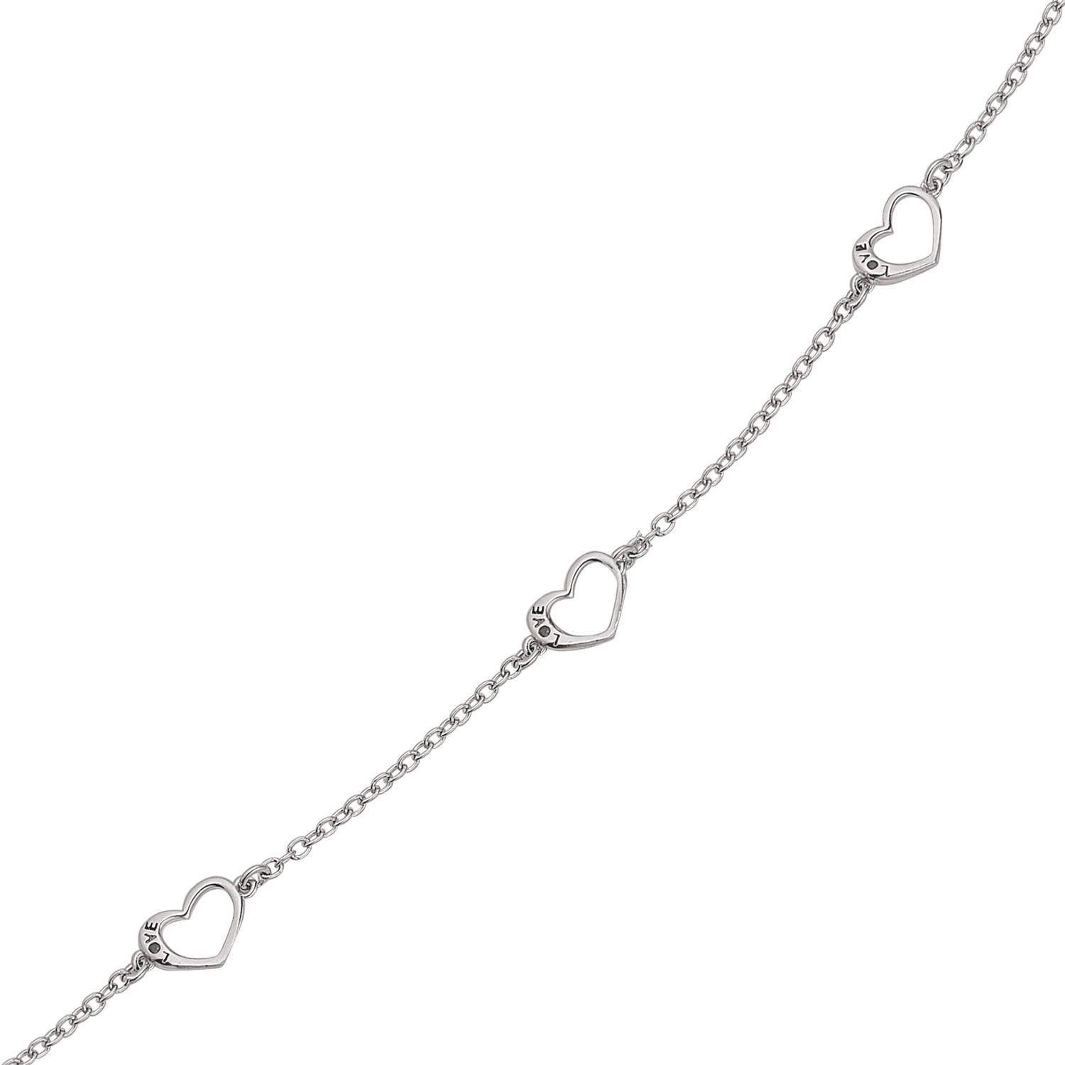 Støvring Design Rhodineret Sølv Armbånd med 3 Love Hjerter 15190768