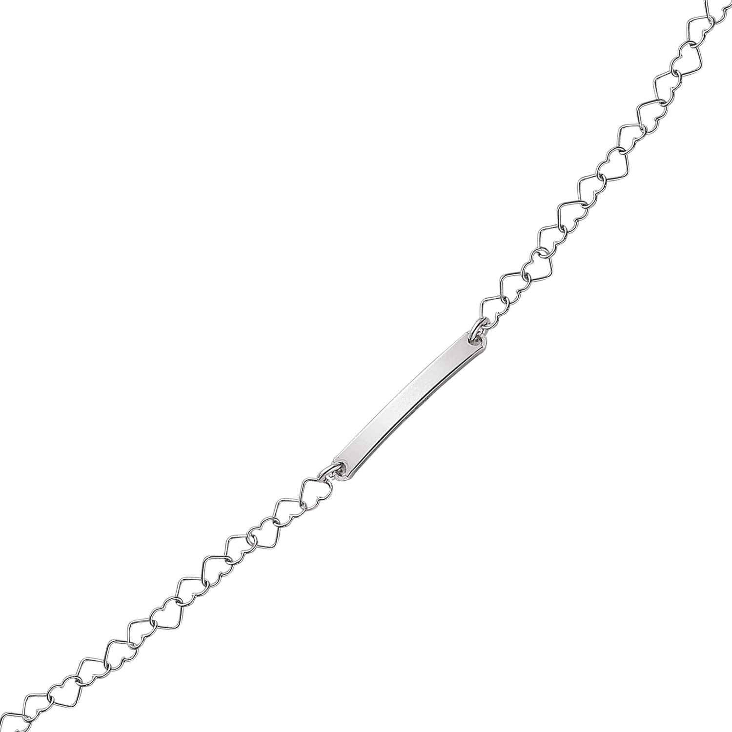 Støvring Design Sølv hjerte armbånd med plade 17+4cm 15190776