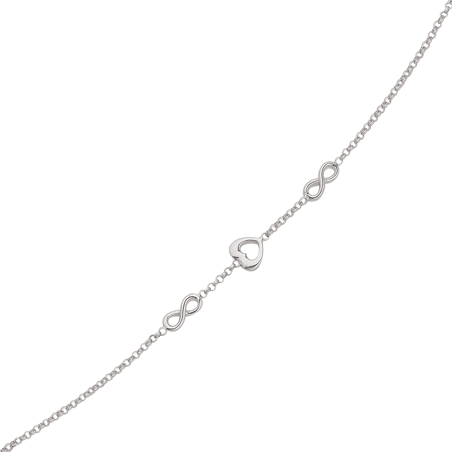 Støvring Design Rhodineret Sølv Armbånd med Hjerte og Evighedstegn 15190819