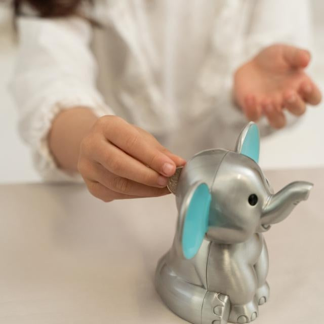 Fortinnet Sparebøsse i Elefant med Blå Ører 92015276275