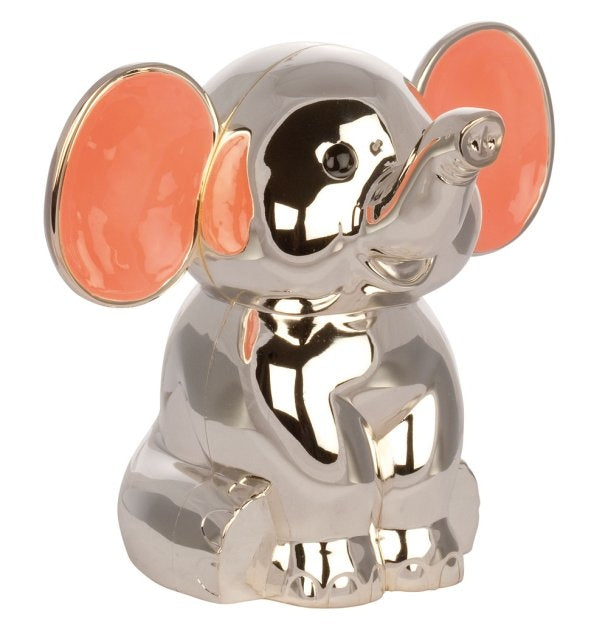 Forkromet Sparebøsse med Elefant med Pink Ører 92015286202