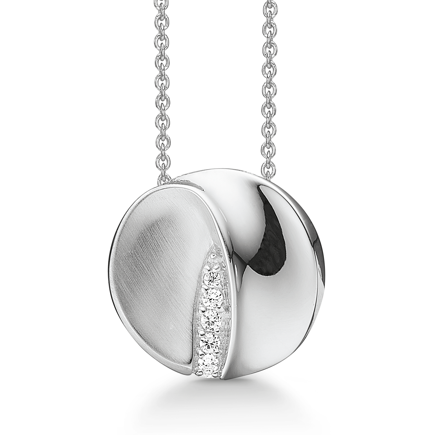Støvring Design Sølv collier med rund vedhæng 16223536
