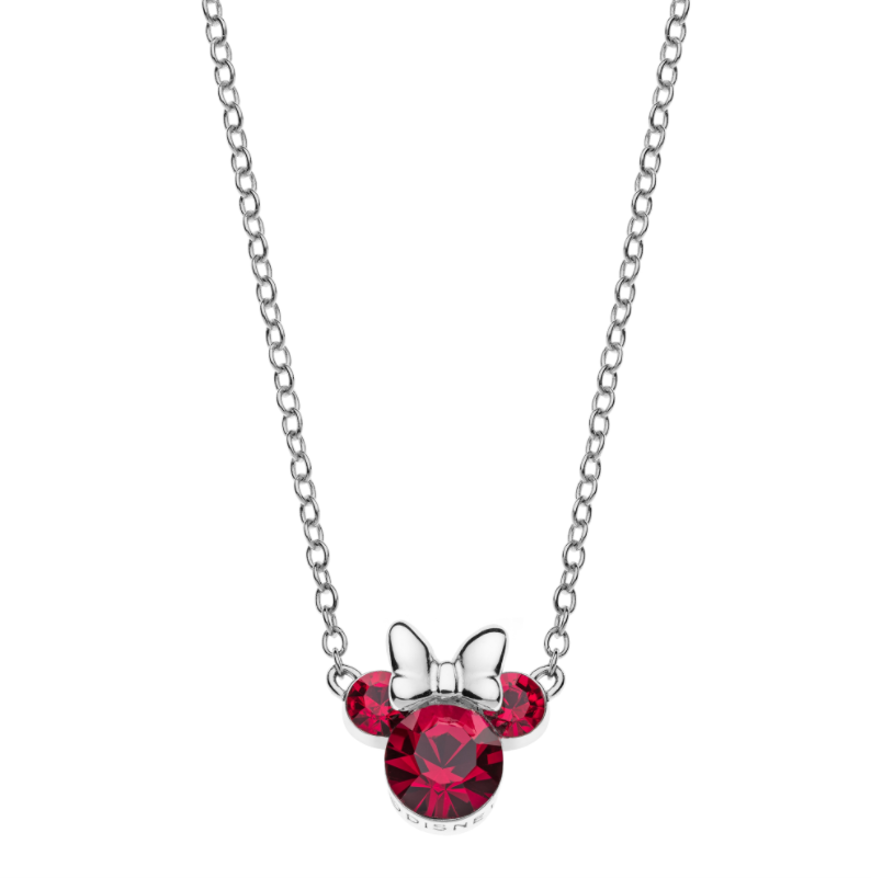 Disney Minnie Mouse Ørestik i Sølv med Rød Zirkonia Sten 16333008