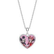 Disney Minnie og Micky Mouse Hjerte Halskæde i Sølv 16333511