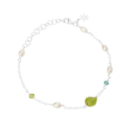 Susanne Friis Bjørner Sølv Armbånd med Apatit, Peridot og Ferskvandsperler 1873-1-20-574