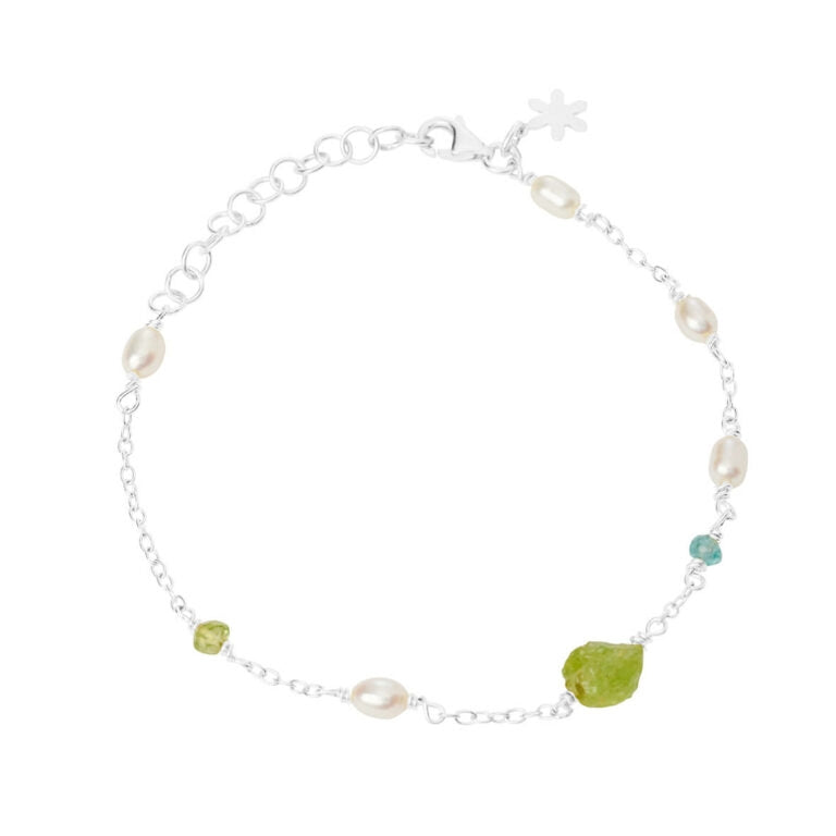 Susanne Friis Bjørner Sølv Armbånd med Apatit, Peridot og Ferskvandsperler 1873-1-20-574