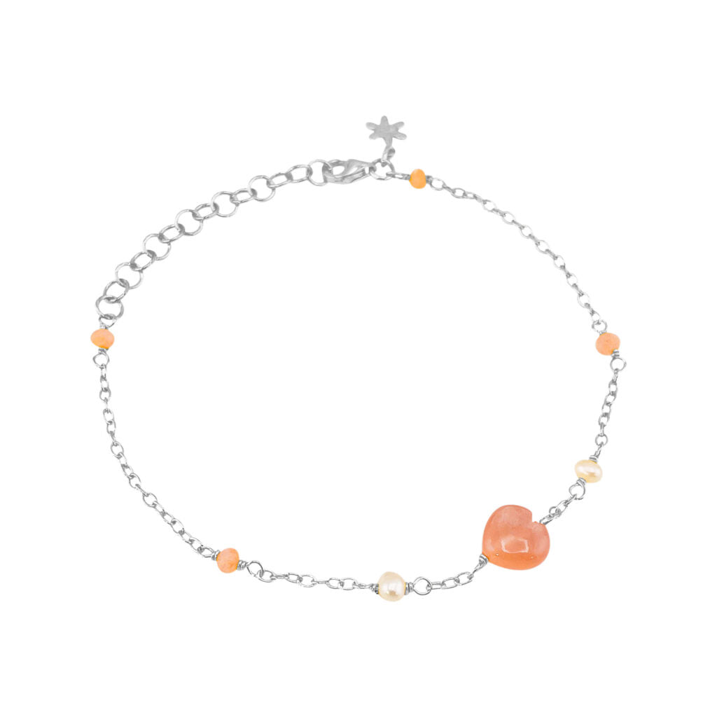 Susanne Friis Bjørner Armbånd med peach månesten og perler