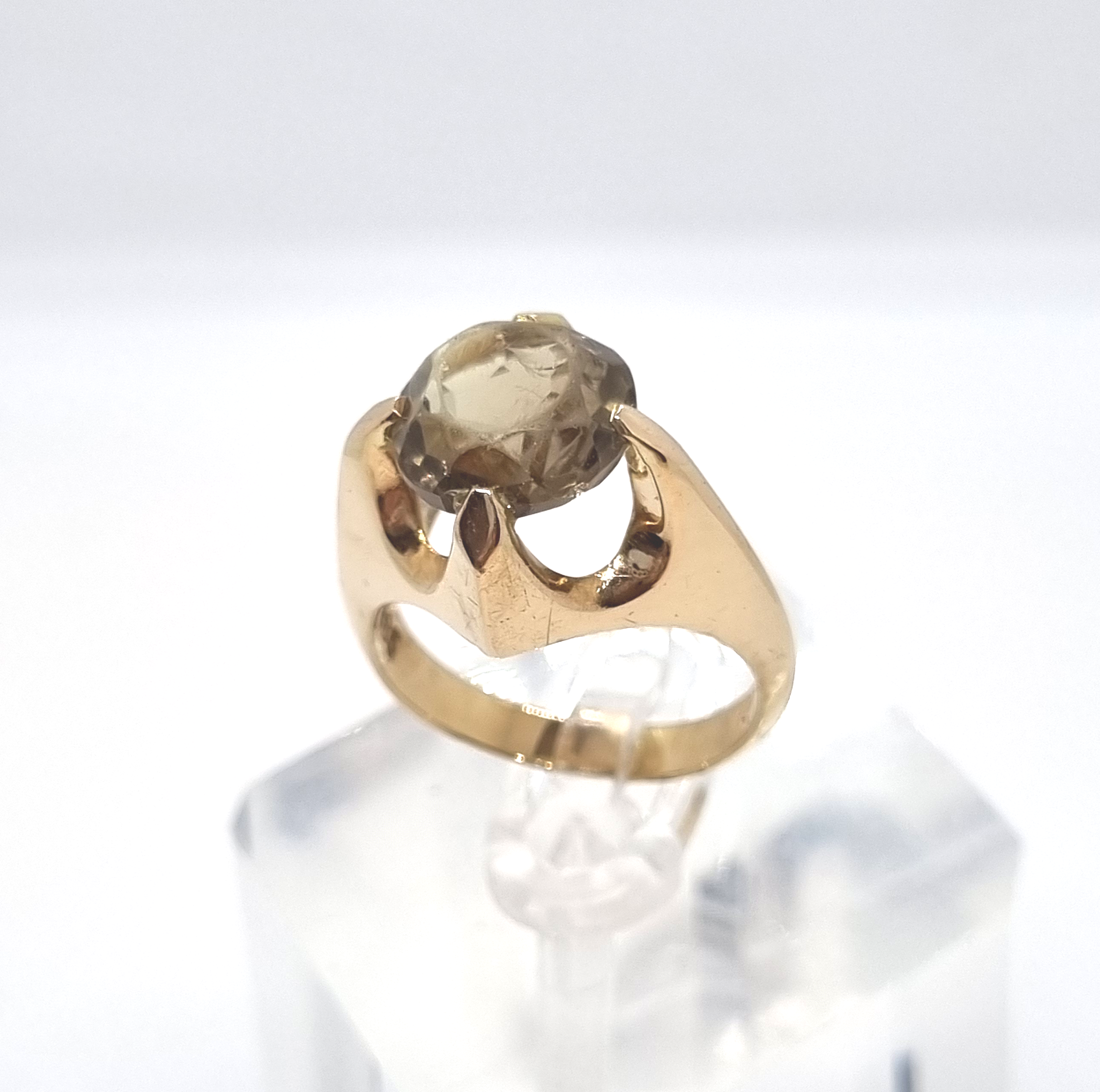 Vintage 14kt Guld ring med Stor Citrin