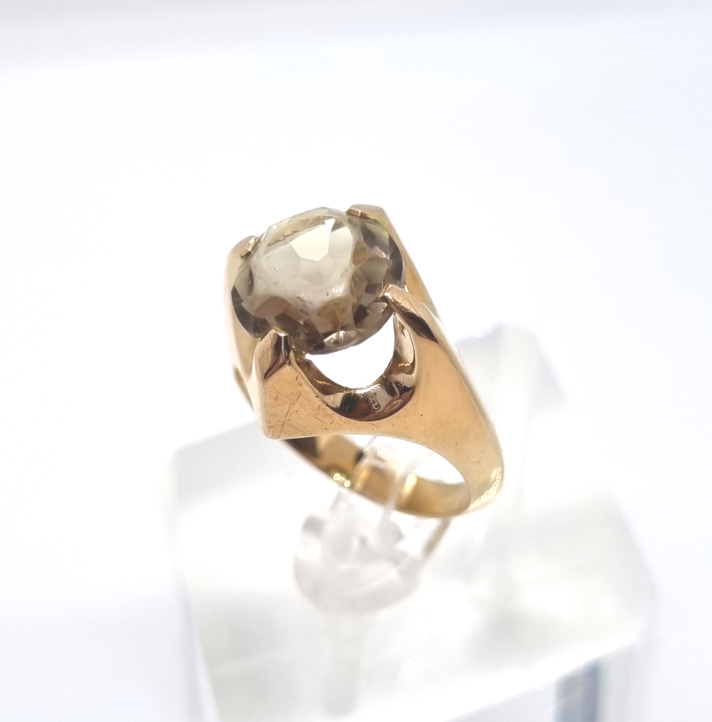 Vintage 14kt Guld ring med Stor Citrin