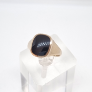 8kt Guld Signet Ring med Sort Agat