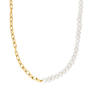 SON of NOA IP Gold Steel Halskæde med Ferskvandsperler 55cm 20890172855