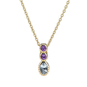 Lund Copenhagen 8kt Guld Collier med Ametyster og Topas 3021255-28