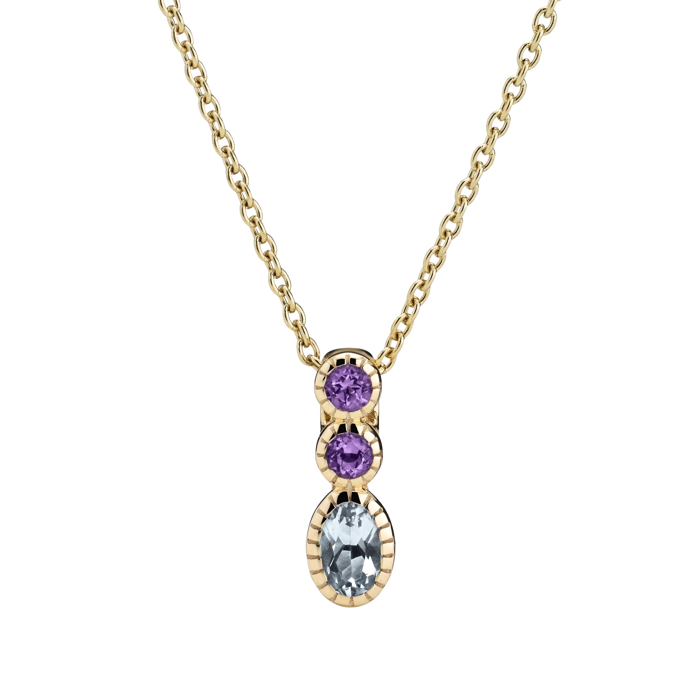 Lund Copenhagen 8kt Guld Collier med Ametyster og Topas 3021255-28