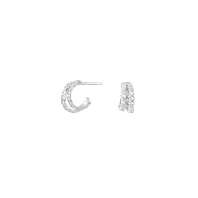 Nordahl Jewellery Sølv Dobbelt Creol med Rustik Overflade 30290610900