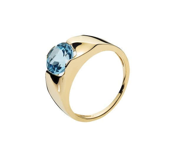 Lund Copenhagen 8kt Guld Ring med Blå Topas 3077642-16