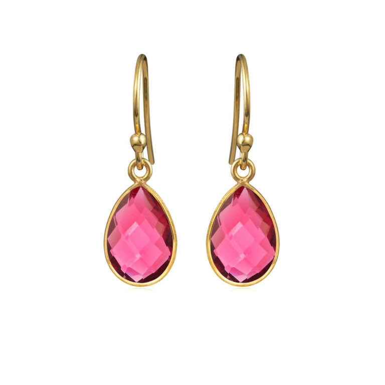 Susanne Friis Bjørner Forgyldt Ørehæng med 8x12mm Pink Krystal 4068-2-183