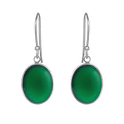 Susanne Friis Bjørner Ørehæng med oval grøn agat 5072-1-102