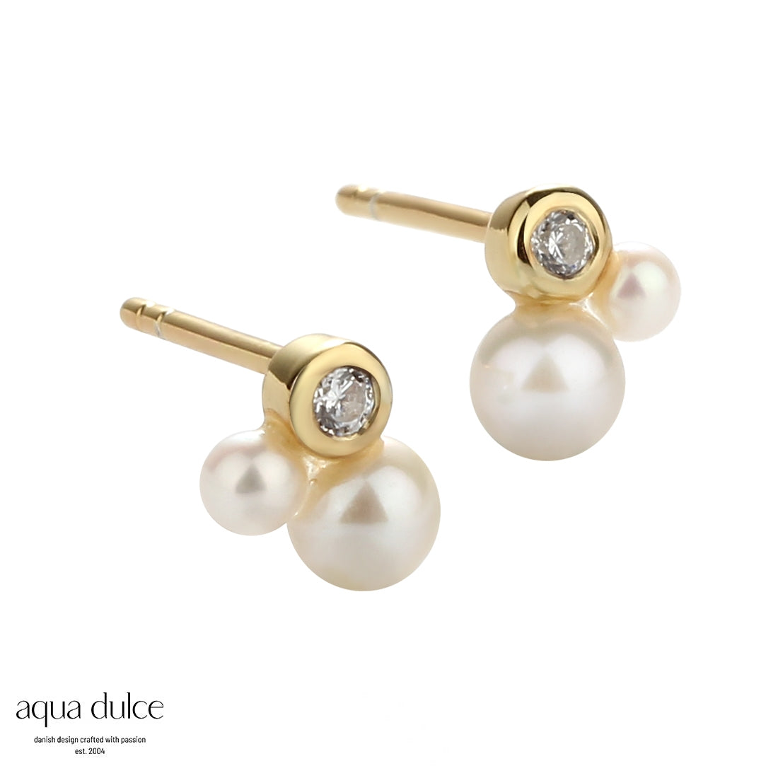 Aqua Dulce Pretty pearl petit ørestikker i forgyldt sølv 5116