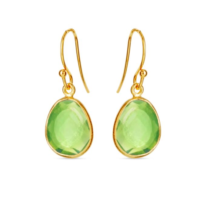 Susanne Friis Bjørner Forgyldt Ørehæng med 11x13mm Peridot Krystal 5568-2-200