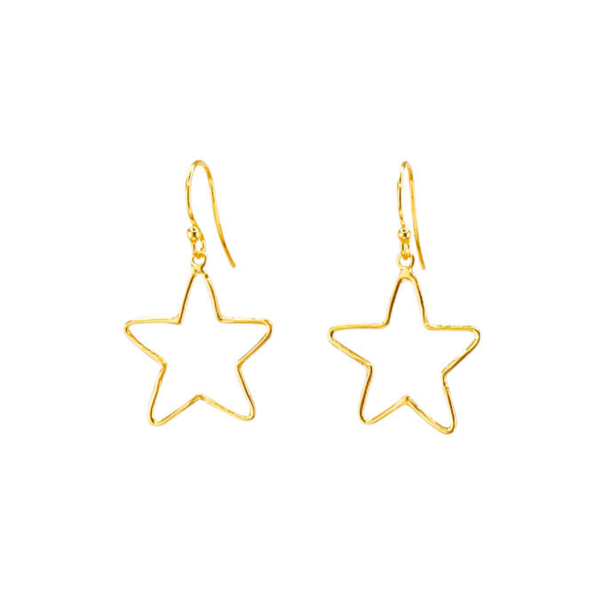 Susanne Friis Bjørner Forgyldt Ørehæng Stjerne i hamret overflade 5735-2-20