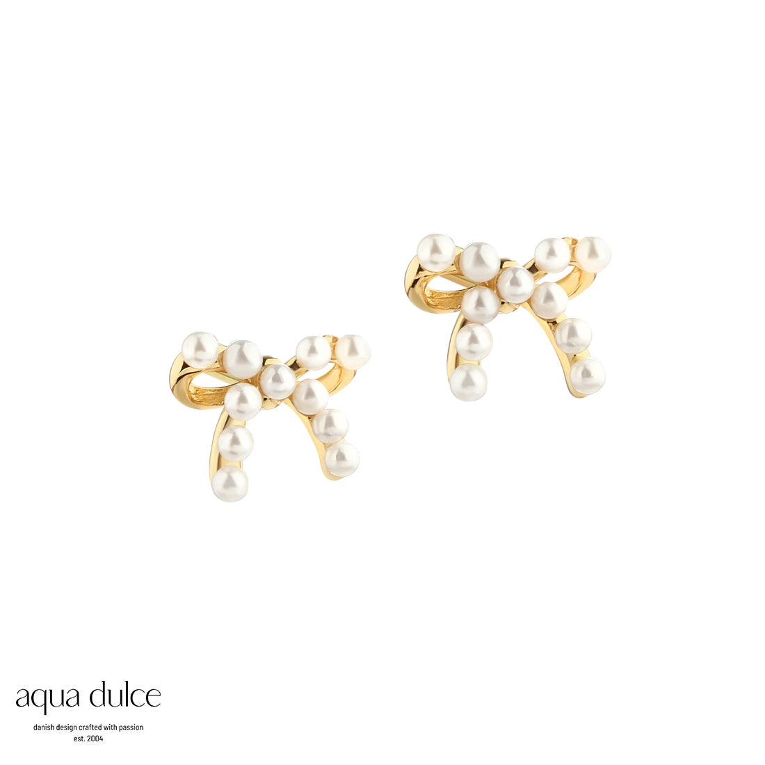 Aqua Dulce Pearly bow ørestikker i forgyldt sølv 5809