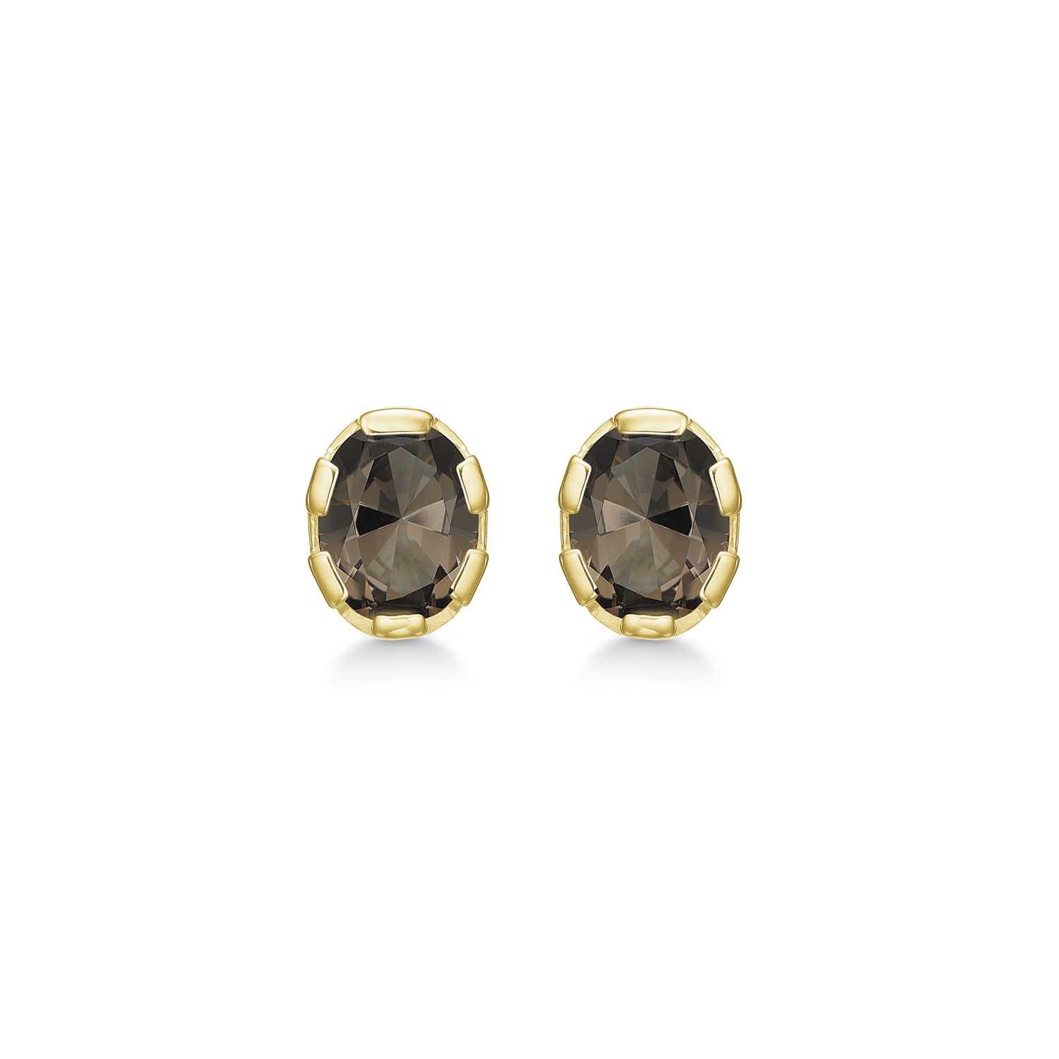 Støvring Design 8kt Guld Ørestik med Oval Røgkvarts 60165007
